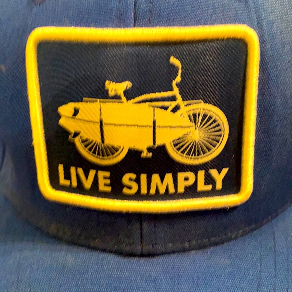 Patagonia Live Simply surf bike hat.